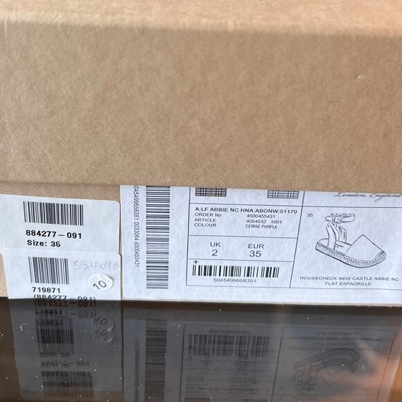 BURBERRY New Castle Abbie Flat Espadrilles 35 - Picture 8 of 9